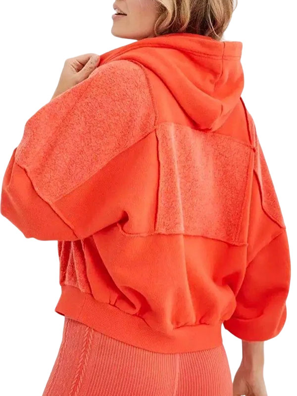 Aerie Sherpa Patchwork Fleece Oversized Pullover Hoodie