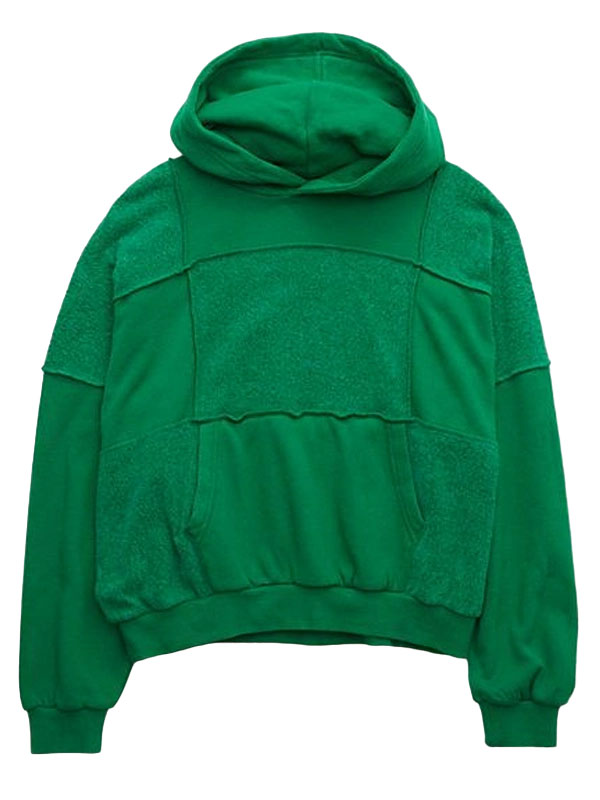 Aerie Sherpa Patchwork Fleece Oversized Pullover Hoodie