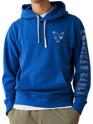 American Eagle Bule Fleece Pullover Hoodie