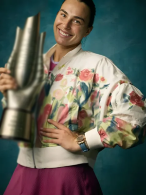 Aryna Sabalenka 2024 Wuhan Open White Bomber Jacket