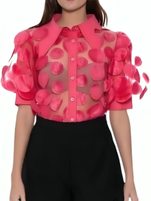 carrie-preston-elsbeth-s02-pink-mesh-polka-dot-shirt-1