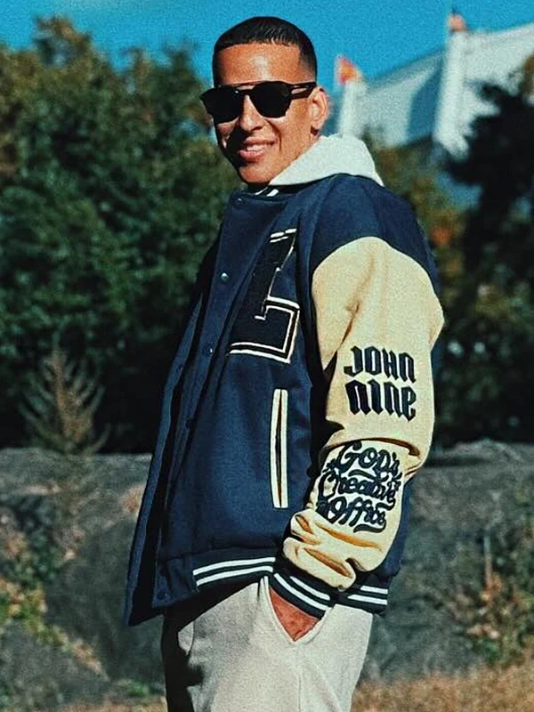 Daddy Yankee Saved Social Club Blue Cream Varsity Jacket