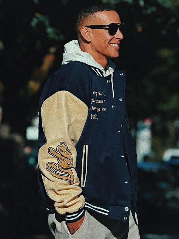 Daddy Yankee Saved Social Club Blue Cream Varsity Jacket