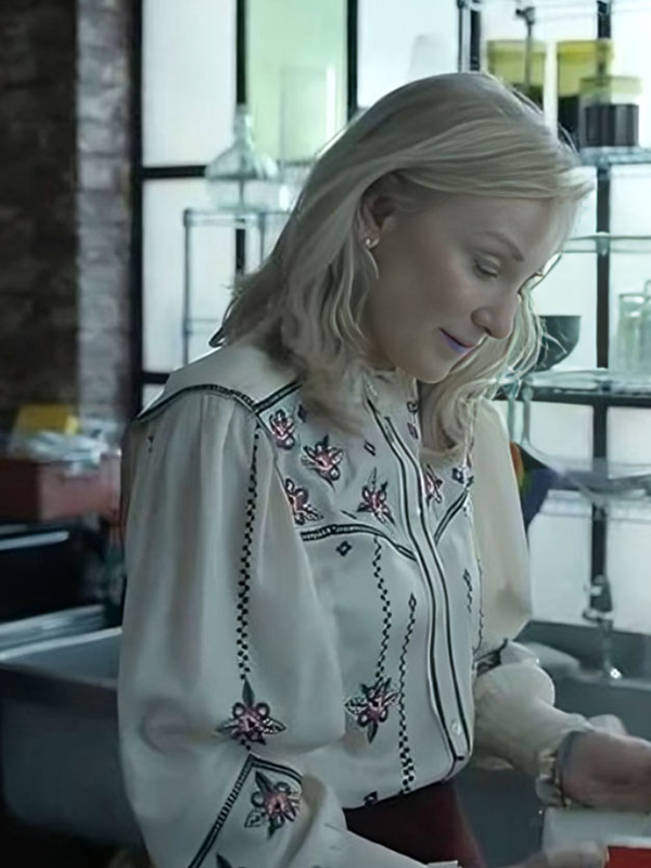 Disclaimer Cate Blanchett Floral Embroidered White Shirt