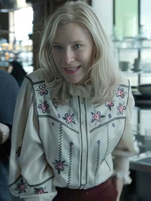 Disclaimer Cate Blanchett Floral Embroidered White Shirt