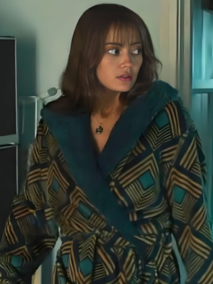Ella Purnell Sweetpea Geometric Print Green Robe