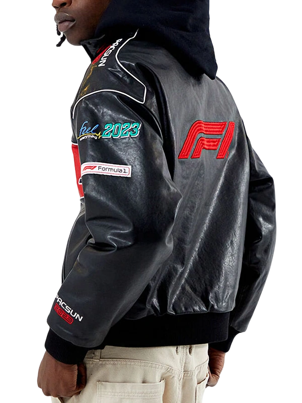Formula 1 x PacSun Pole Position Black Leather Jacket