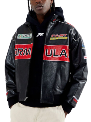 Formula 1 x PacSun Pole Position Black Leather Jacket