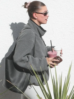 hailey-bieber-miu-miu-grey-fleece-full-zip-jacket-1