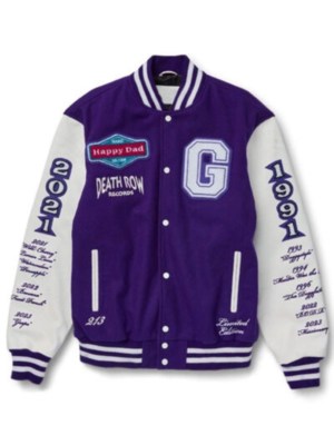 Happy Dad x Death Row Records Wool and Leather Varsity Jacket
