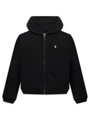 Hellstar Essentials Black Fleece Zip-Up Hoodie