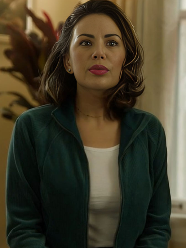 Janel Parrish Haunted Wedding Corduroy Green Jacket