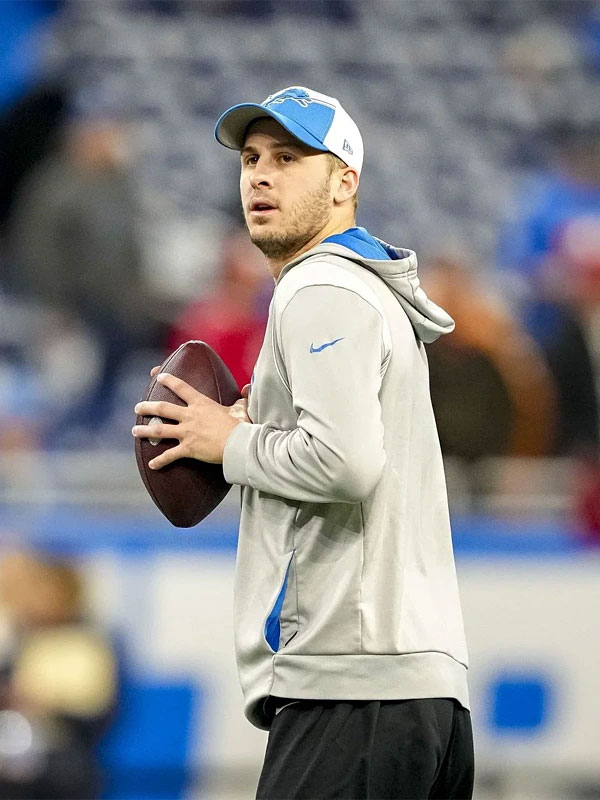 Jared Goff Detroit Lions Grey Fleece Pullover Hoodie