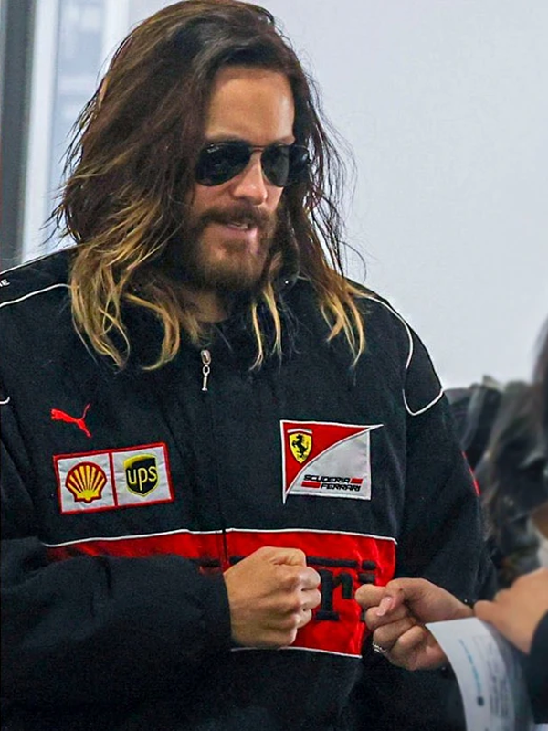 Jared Leto Ferrari Vintage F1 Black Bomber Jacket