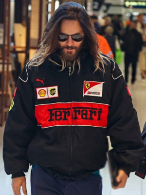 Jared Leto Ferrari Vintage F1 Black Bomber Jacket