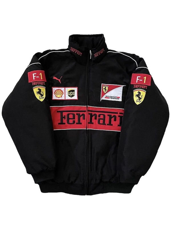Jared Leto Ferrari Vintage F1 Black Bomber Jacket