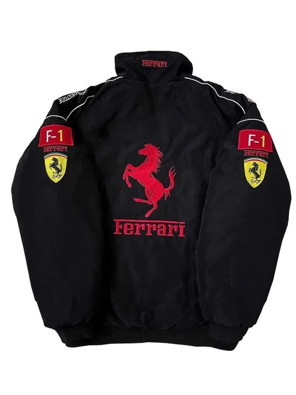 Jared Leto Ferrari Vintage F1 Black Bomber Jacket