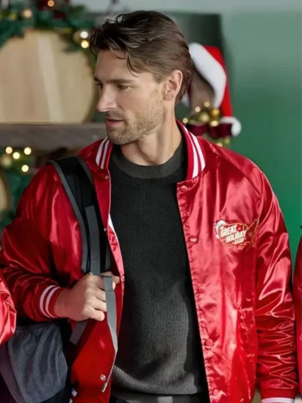 Jingle Bell Run Red Bomber Satin Jacket