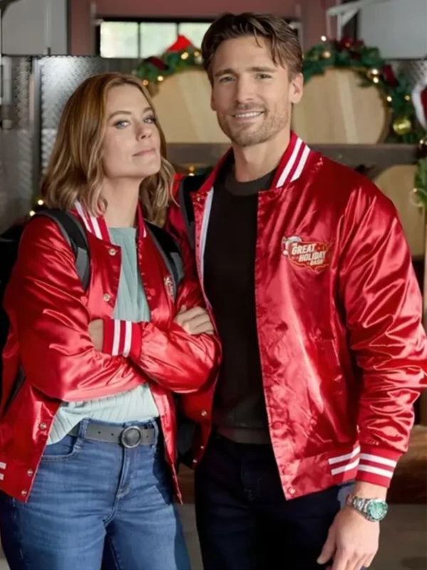 Jingle Bell Run Red Bomber Satin Jacket