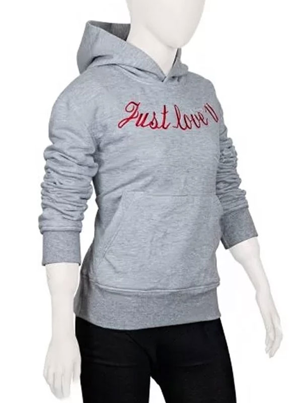 Just Love You Fleece Grey Pullover Hoodie