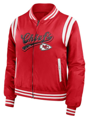 Kansas City Chiefs Erin Andrews Satin Bomber Jacket