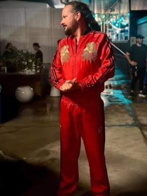 Korn x Adidas Jonathan Davis Red Black Stripes Tracksuit