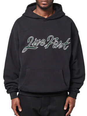 Live Fast Die Young Script Oversized Pullover Hoodie