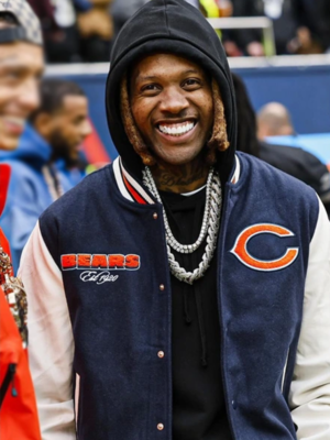 Lil Durk Chicago Bears Varsity Wool And Leather Jacket