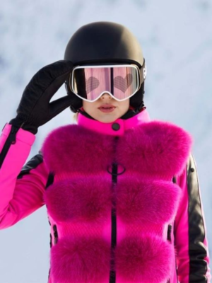 Lindsay Lohan Falling For Christmas Pink Fur Vest