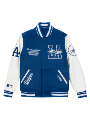 Los Angeles Dodgers Pennants Varsity Wool Leather Jacket