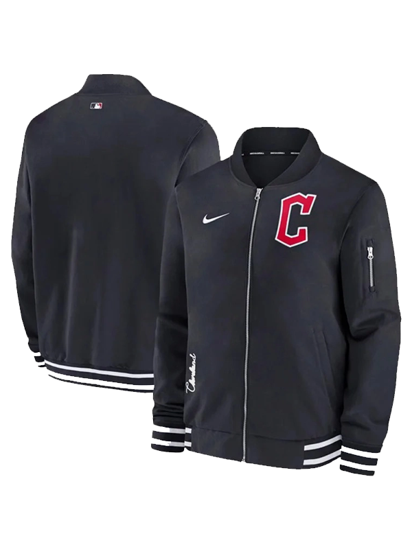 MLB Cleveland Guardians Black Bomber Jacket