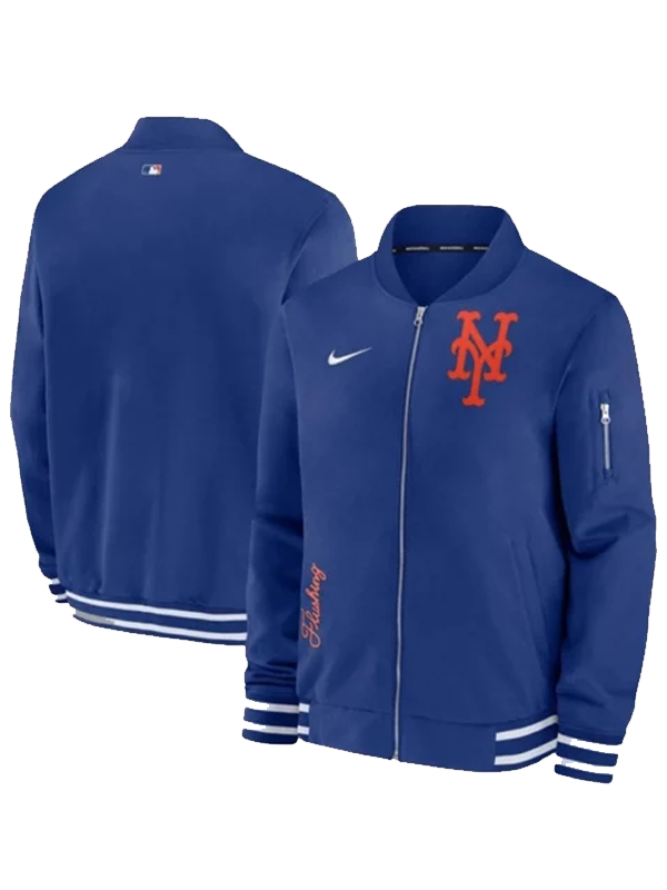 MLB Nike Dugout New York Mets Logo Bomber Jacket
