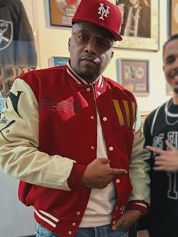 Nas KDIII Letterman Varsity Wool And Leather Jacket