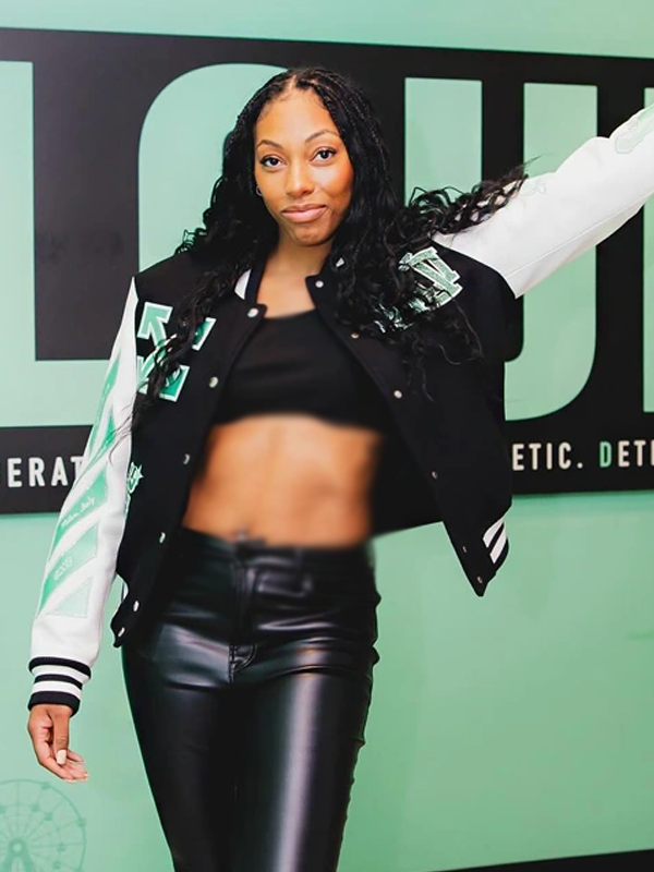 New York Liberty WNBA Off White Black White Varsity Jacket