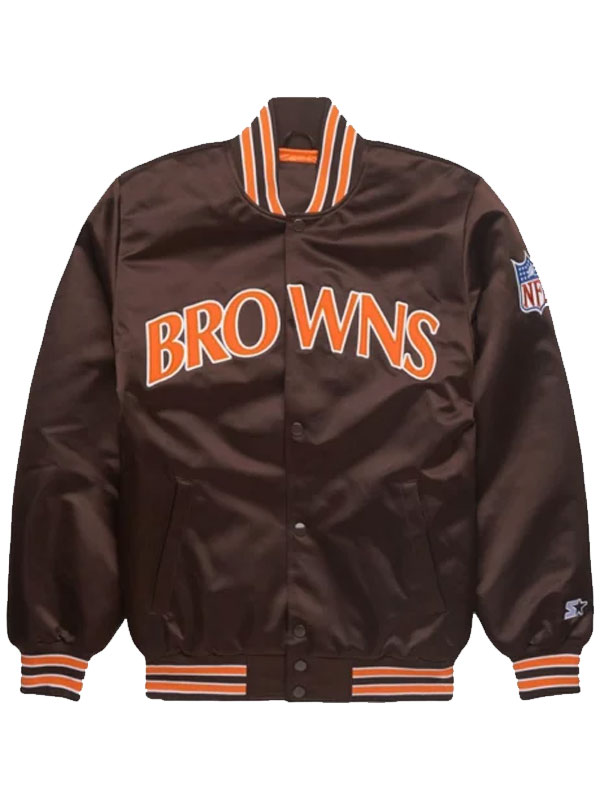 NFL HOMAGE X Starter Browns Satin Bomber Jacket