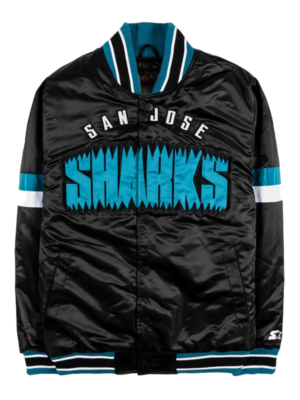 NHL San Jose Sharks Black Satin Varsity Jacket