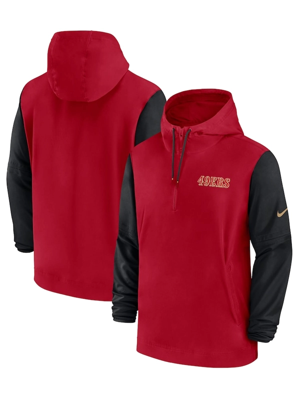Nike San Francisco 49ers Sideline Pre-Game Red Black Hoodie