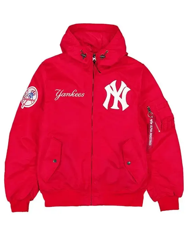 NY Yankees Alpha Industries New Era Hooded Bomber Jacket