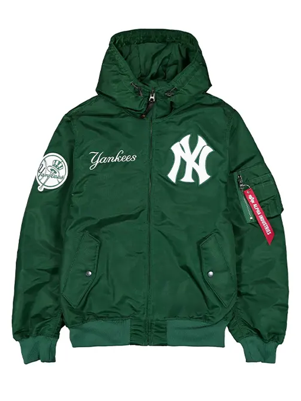 NY Yankees Alpha Industries New Era Hooded Bomber Jacket