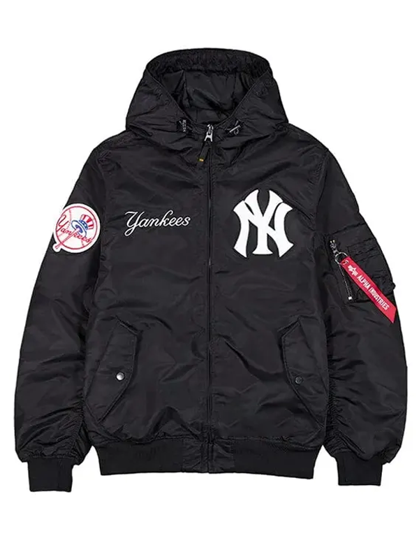 NY Yankees Alpha Industries New Era Hooded Bomber Jacket