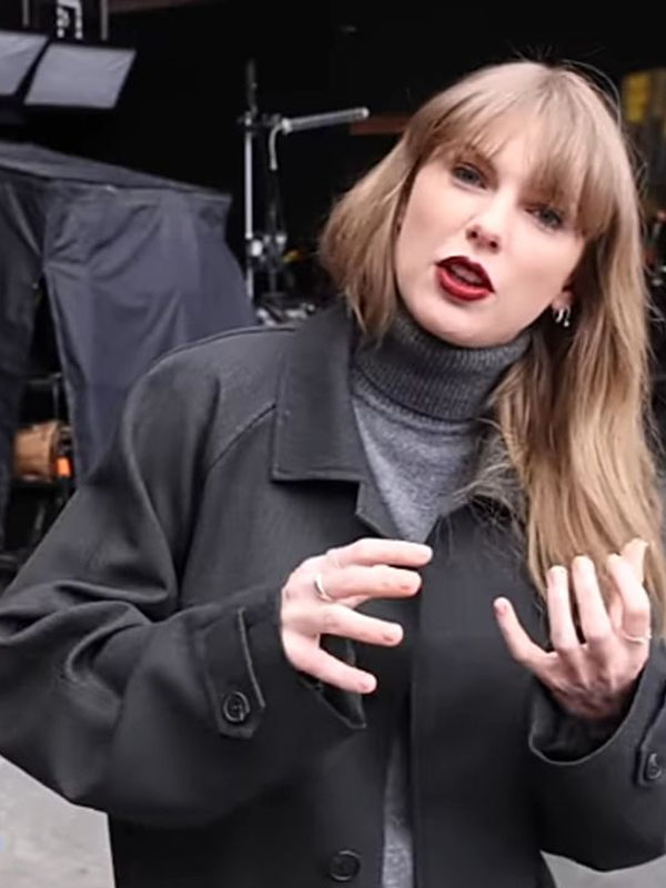 NYC Taylor Swift Black Oversized Black Wool Coat