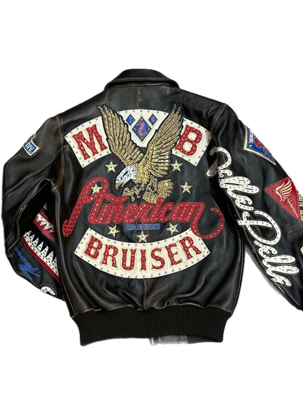 Pelle Pelle American Bruiser Leather Varsity Bomber Jacket