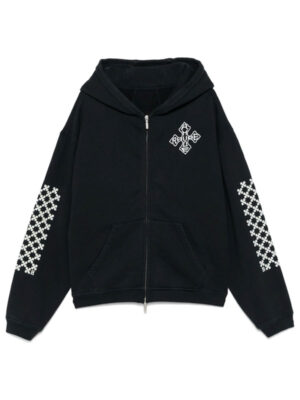 RHUDE Cross Printed Black Zip-Up Hoodie