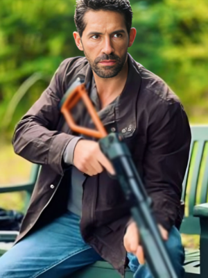 Scott Adkins Sam Lorde Take Cover Brown Cotton Jacket