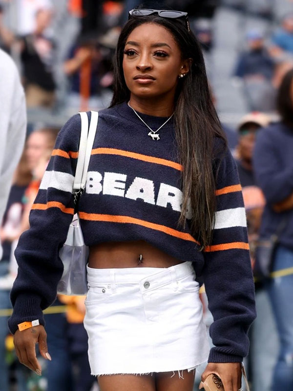 Simone Biles Chicago Bears Blue Sweater