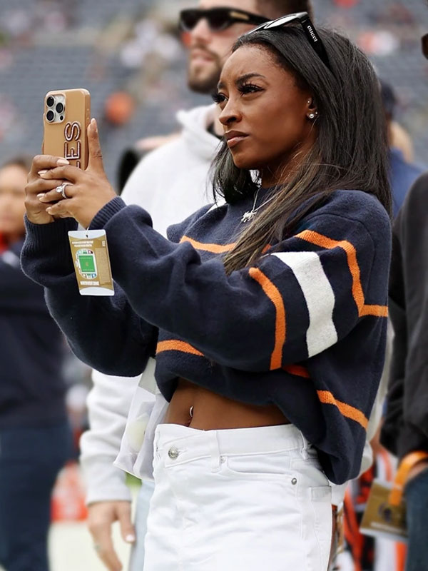 Simone Biles Chicago Bears Blue Sweater