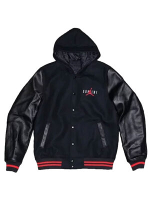 Supreme Jordan Hooded Black Varsity Jacket