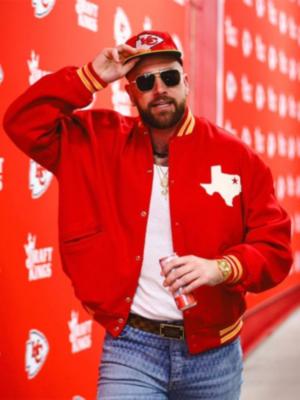 Travis Kelce Dallas Texans Red Varsity Jacket