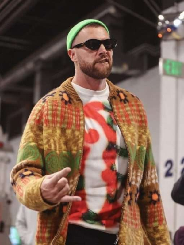 Travis Kelce KC Chiefs Knitted Zip-Up Sweater