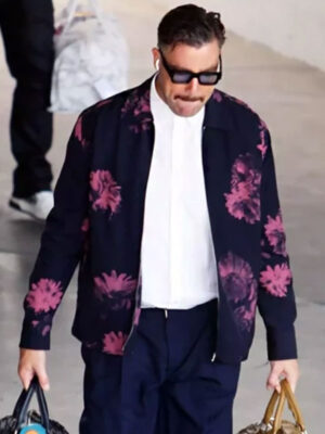 Travis Kelce Pink Flower Printed Full-Zip Jacket